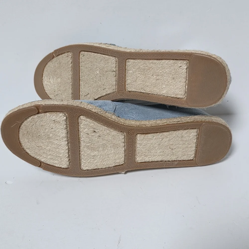 Talbots Sky Blue Denim Espadrille Loafers Flats Women's Size 9.5 NWOT